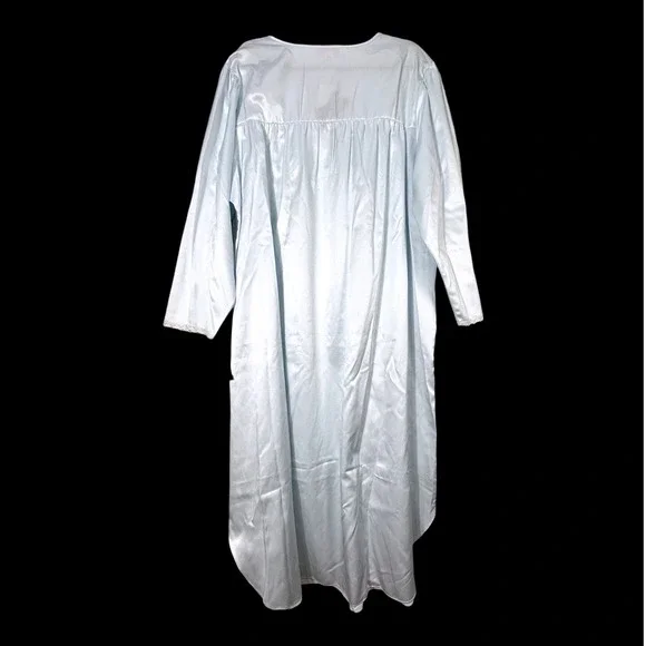 Oscar de la Renta ~ Pink Label ~ Blue Crystal Satin Lace Nightgown Size 2X